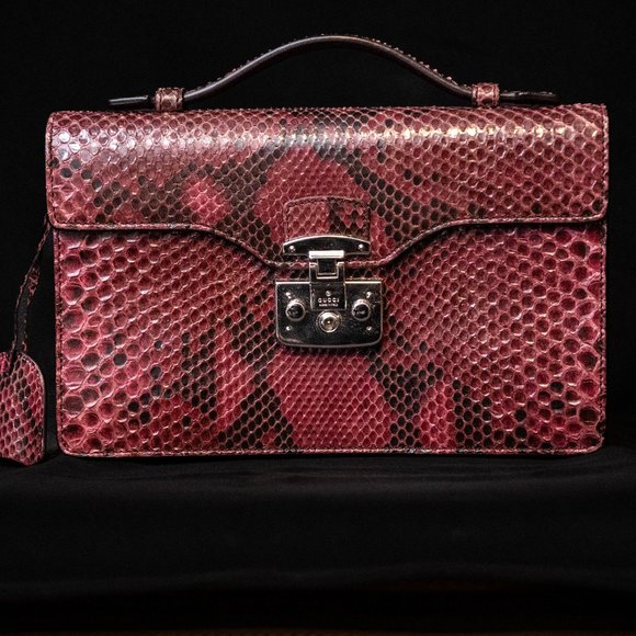 GUCCI Python Lady Lock Mini Briefcase Red Purple - INCREDIBLE - Picture 13 of 13